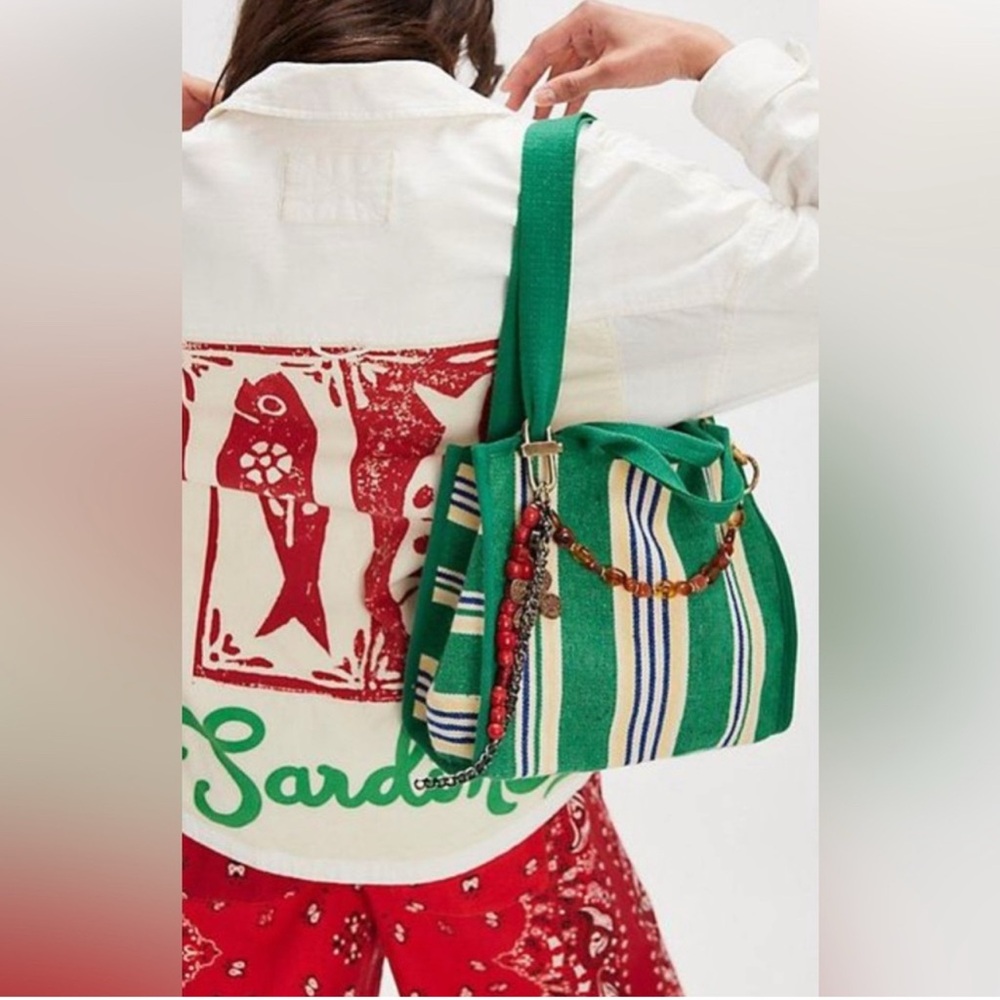 NWT Free People Women's Green Clara Canvas Tote Rt $58